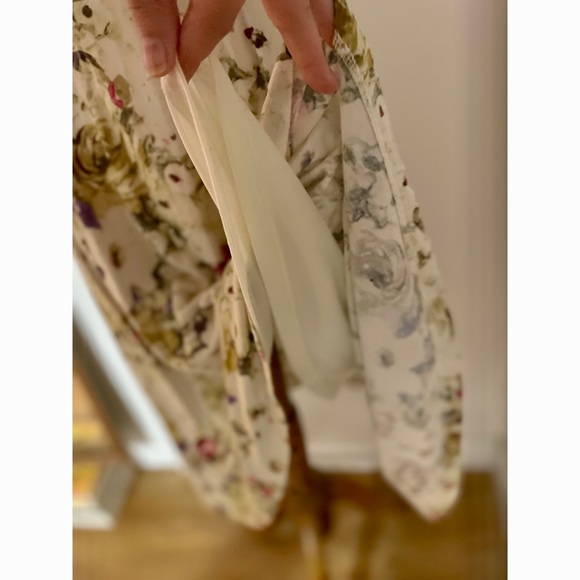 Cream Floral A-Line/Fit & Flare red Scoop Neck Dress Size L / XL - Picture 4 of 8